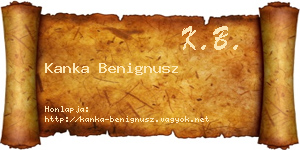 Kanka Benignusz névjegykártya